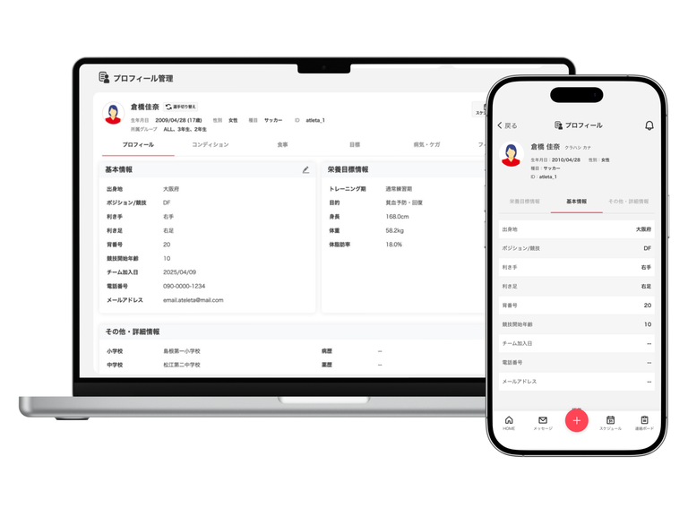 プロフィールの画面イメージ