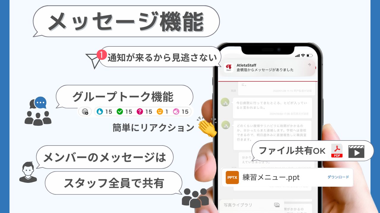 【機能紹介】個別の連絡やグループトーク、ファイル共有も可能！チームの透明性を高めるメッセージ機能